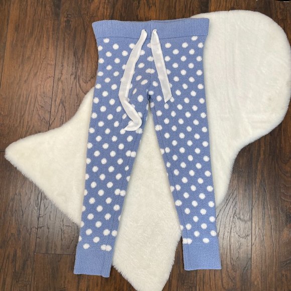 Honeydew Leggings XL Blue White Polka Dot Fuzzy Knit Sleep Lounge Pants Women's - Picture 5 of 14